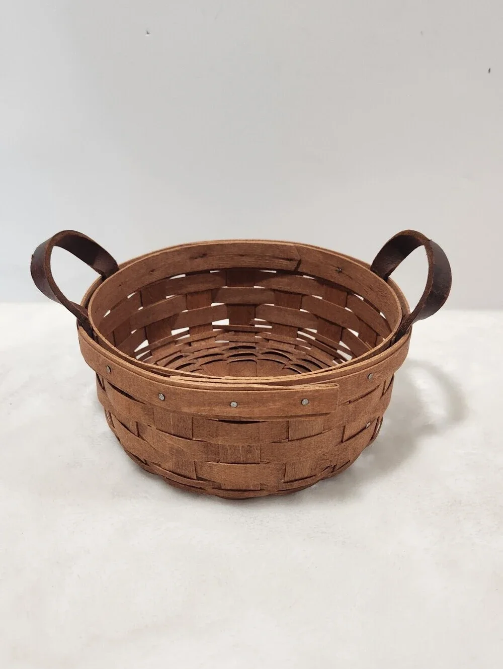 Longaberger Vintage VTG Handwoven Round Button Basket